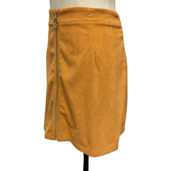 Cider Women's Corduroy Zipper Front Mini Skirt Ginger Plus Size 1XL Retro - Picture 5 of 11